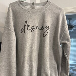 Disney Heather Gray Women's Crew Neck Sweater